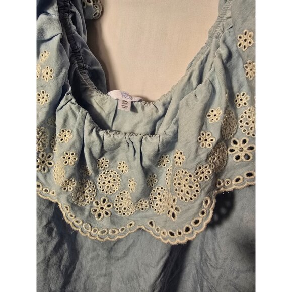 Time and Tru Womens Plus Size XXL 20 Blue Lace Off Shoulder BLouse Top Shirt NEW - Picture 2 of 3